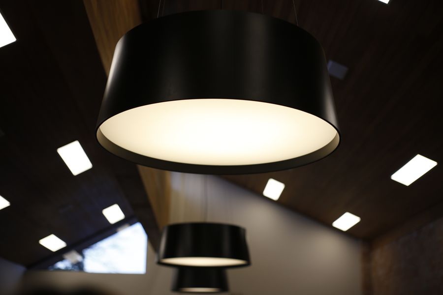 Type A T8 LED tube, lit comparison next to a fluorescent tube